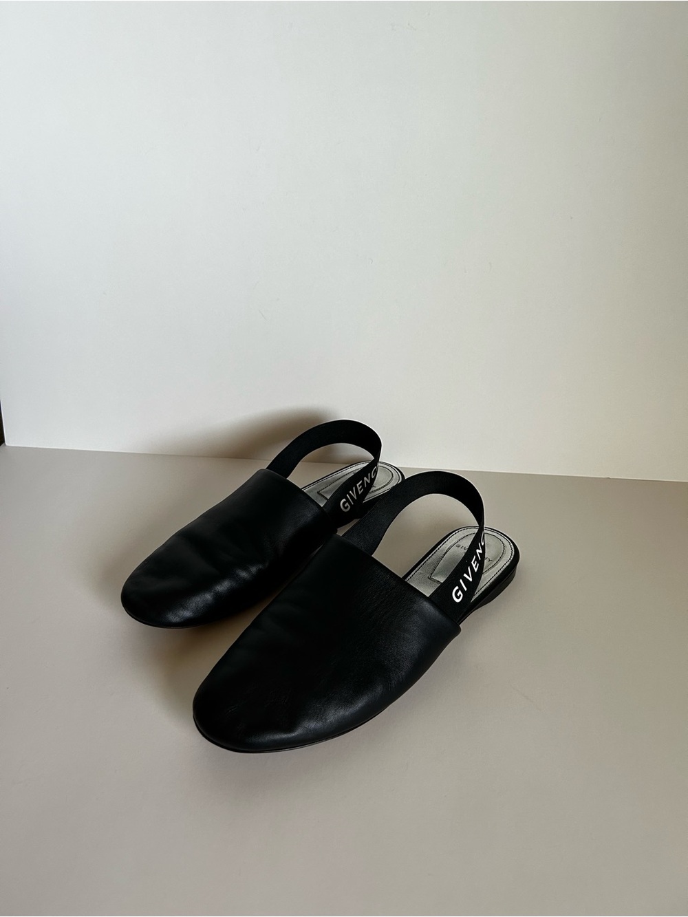 Givenchy Black Leather Back-Strap Flats